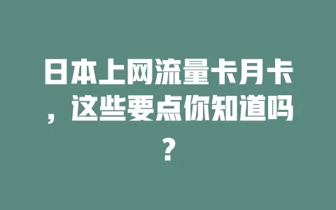日本上网流量卡月卡，这些要点你知道吗？