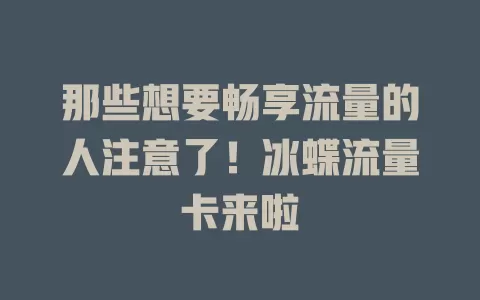 那些想要畅享流量的人注意了！冰蝶流量卡来啦