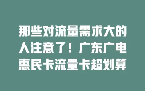 那些对流量需求大的人注意了！广东广电惠民卡流量卡超划算