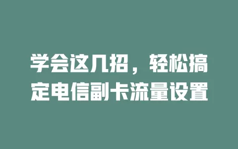 学会这几招，轻松搞定电信副卡流量设置