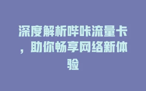 深度解析哔咔流量卡，助你畅享网络新体验