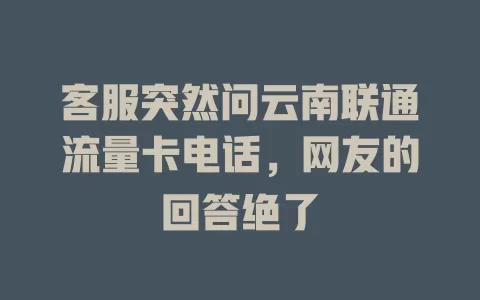 客服突然问云南联通流量卡电话，网友的回答绝了