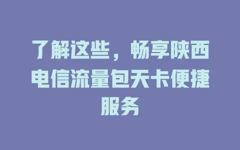 了解这些，畅享陕西电信流量包天卡便捷服务