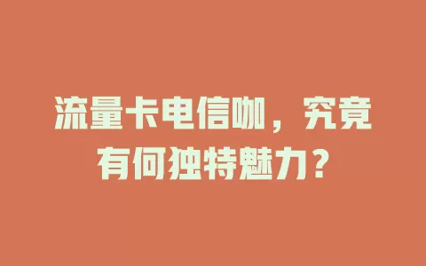 流量卡电信咖，究竟有何独特魅力？