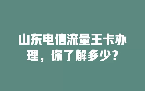 山东电信流量王卡办理，你了解多少？