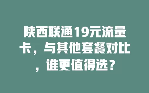 陕西联通19元流量卡，与其他套餐对比，谁更值得选？