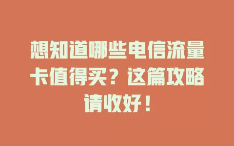 想知道哪些电信流量卡值得买？这篇攻略请收好！