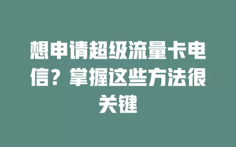 想申请超级流量卡电信？掌握这些方法很关键