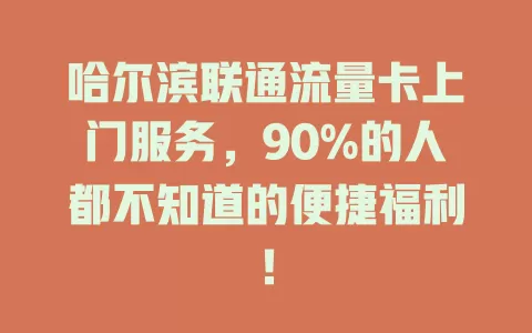 哈尔滨联通流量卡上门服务，90%的人都不知道的便捷福利！
