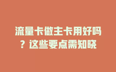 流量卡做主卡用好吗？这些要点需知晓