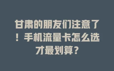 甘肃的朋友们注意了！手机流量卡怎么选才最划算？