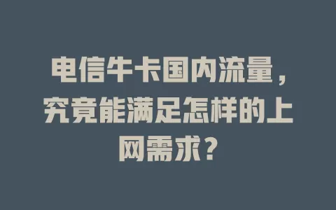 电信牛卡国内流量，究竟能满足怎样的上网需求？