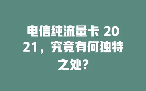 电信纯流量卡 2021，究竟有何独特之处？