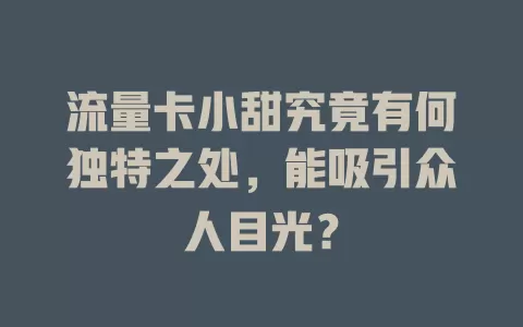 流量卡小甜究竟有何独特之处，能吸引众人目光？