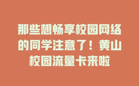 那些想畅享校园网络的同学注意了！黄山校园流量卡来啦