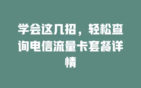 学会这几招，轻松查询电信流量卡套餐详情