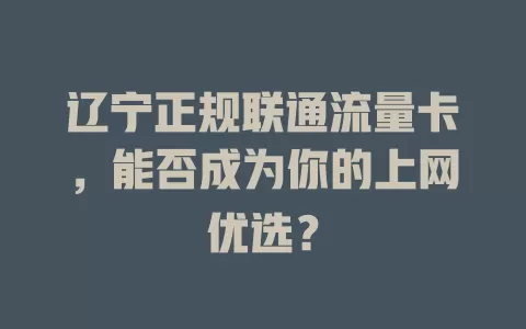辽宁正规联通流量卡，能否成为你的上网优选？
