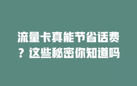 流量卡真能节省话费？这些秘密你知道吗