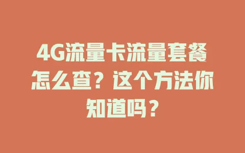 4G流量卡流量套餐怎么查？这个方法你知道吗？