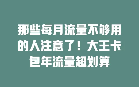 那些每月流量不够用的人注意了！大王卡包年流量超划算
