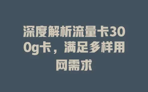 深度解析流量卡300g卡，满足多样用网需求