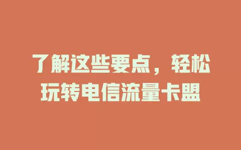 了解这些要点，轻松玩转电信流量卡盟