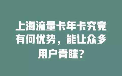上海流量卡年卡究竟有何优势，能让众多用户青睐？