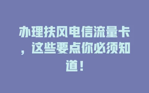办理扶风电信流量卡，这些要点你必须知道！