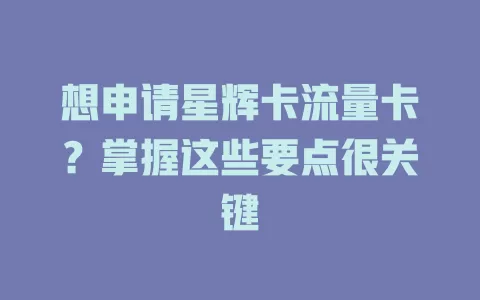 想申请星辉卡流量卡？掌握这些要点很关键