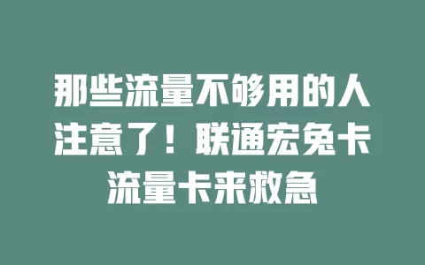 那些流量不够用的人注意了！联通宏兔卡流量卡来救急