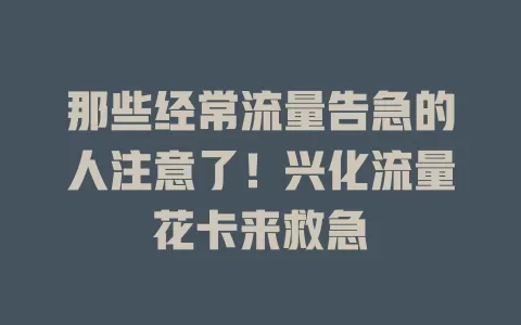 那些经常流量告急的人注意了！兴化流量花卡来救急