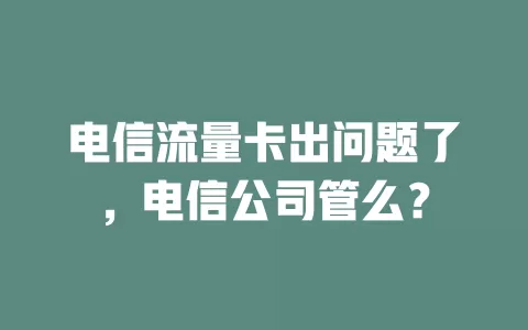 电信流量卡出问题了，电信公司管么？