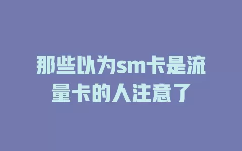那些以为sm卡是流量卡的人注意了