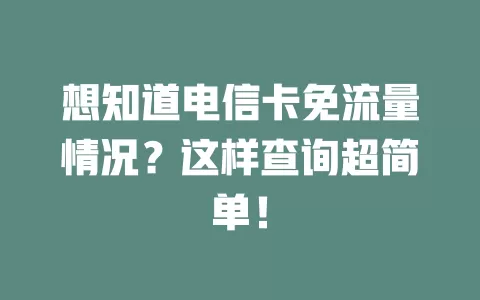 想知道电信卡免流量情况？这样查询超简单！