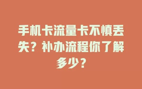手机卡流量卡不慎丢失？补办流程你了解多少？