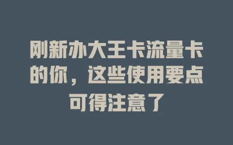 刚新办大王卡流量卡的你，这些使用要点可得注意了