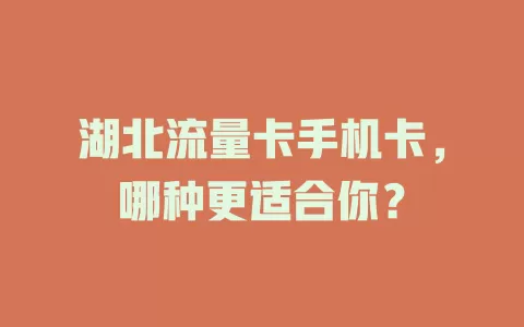 湖北流量卡手机卡，哪种更适合你？