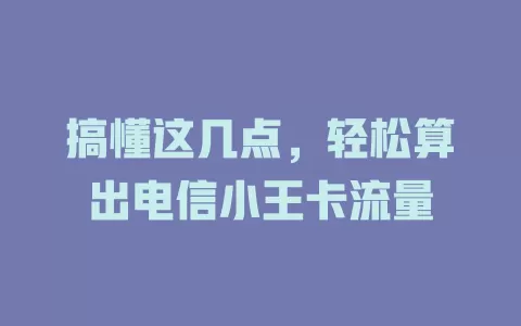 搞懂这几点，轻松算出电信小王卡流量