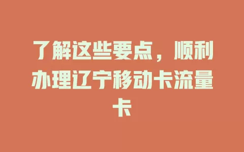 了解这些要点，顺利办理辽宁移动卡流量卡