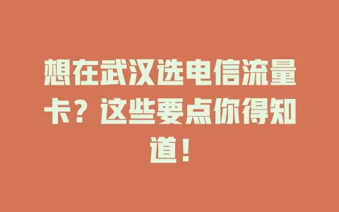 想在武汉选电信流量卡？这些要点你得知道！