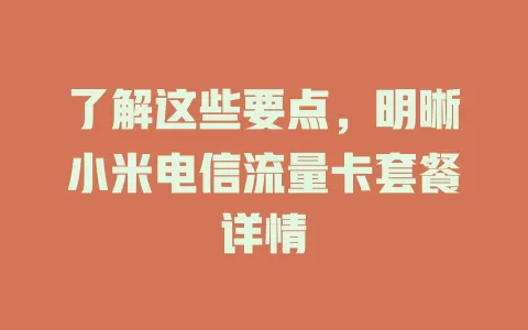 了解这些要点，明晰小米电信流量卡套餐详情