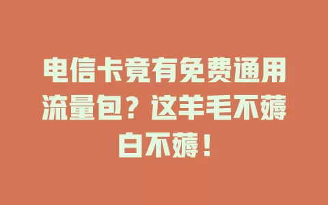电信卡竟有免费通用流量包？这羊毛不薅白不薅！