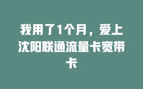 我用了1个月，爱上沈阳联通流量卡宽带卡