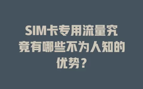 SIM卡专用流量究竟有哪些不为人知的优势？