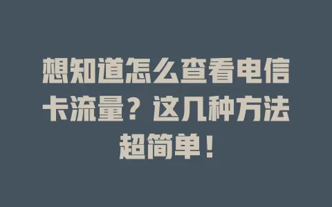 想知道怎么查看电信卡流量？这几种方法超简单！