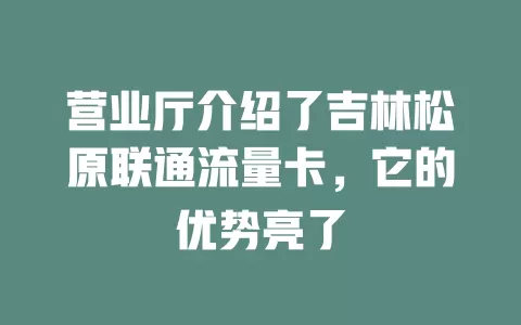 营业厅介绍了吉林松原联通流量卡，它的优势亮了