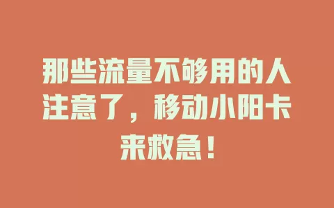 那些流量不够用的人注意了，移动小阳卡来救急！