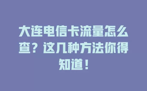 大连电信卡流量怎么查？这几种方法你得知道！