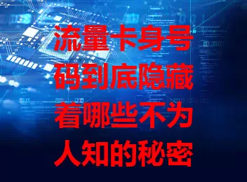 流量卡身号码到底隐藏着哪些不为人知的秘密？