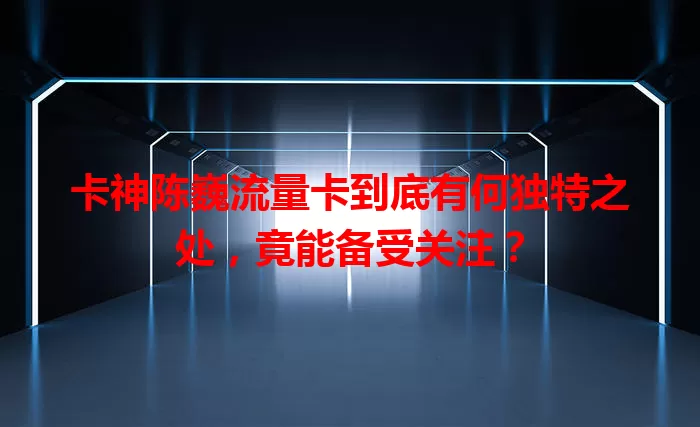 卡神陈巍流量卡到底有何独特之处，竟能备受关注？